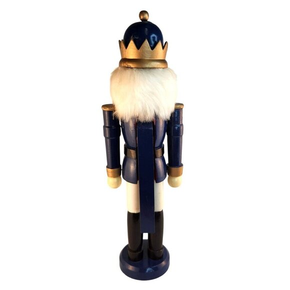 Gottschalks Wooden Blue & Gold Nutcracker King Figurine 20" Tall With Crown - Picture 10 of 13